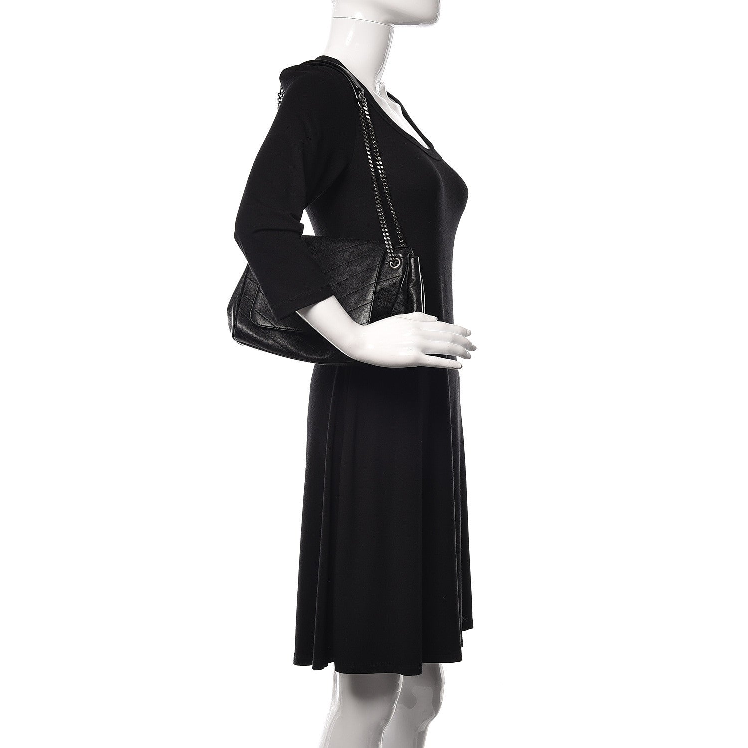 Saint Laurent Pebbled Lambskin Chevron Monogram Small Nolita Black 2 of 12