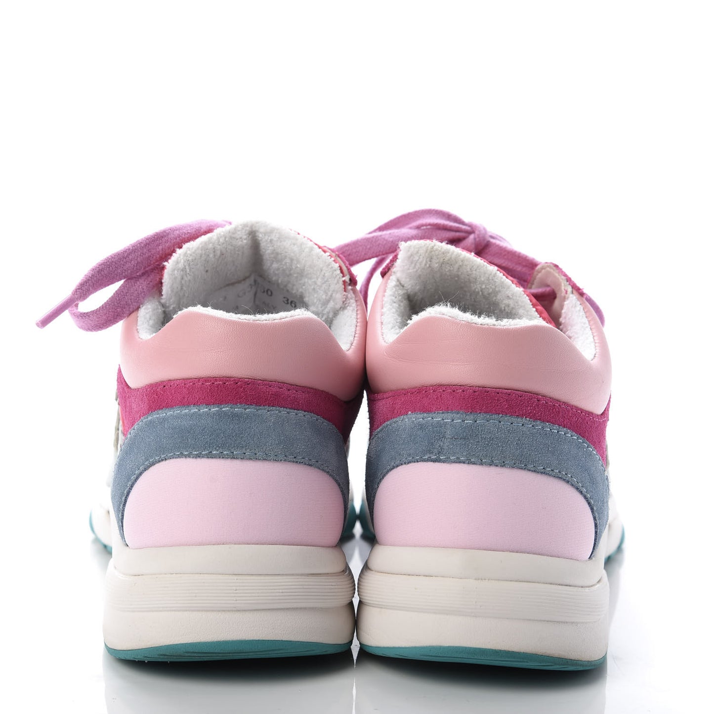 Nylon Calfskin Suede Womens CC Sneakers 36 Fuchisa Pink