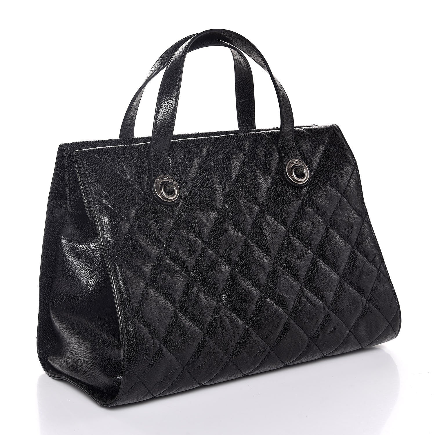 Chanel Crumpled Grained Calfskin Quilted CC Crave Tote Black 3 of 7