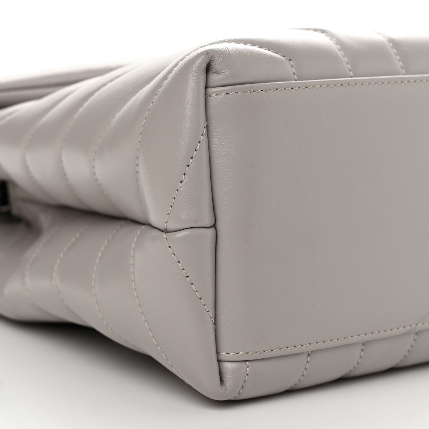 Saint Laurent Calfskin Y Quilted Monogram Medium Loulou Chain Satchel Light Gray 10 of 12