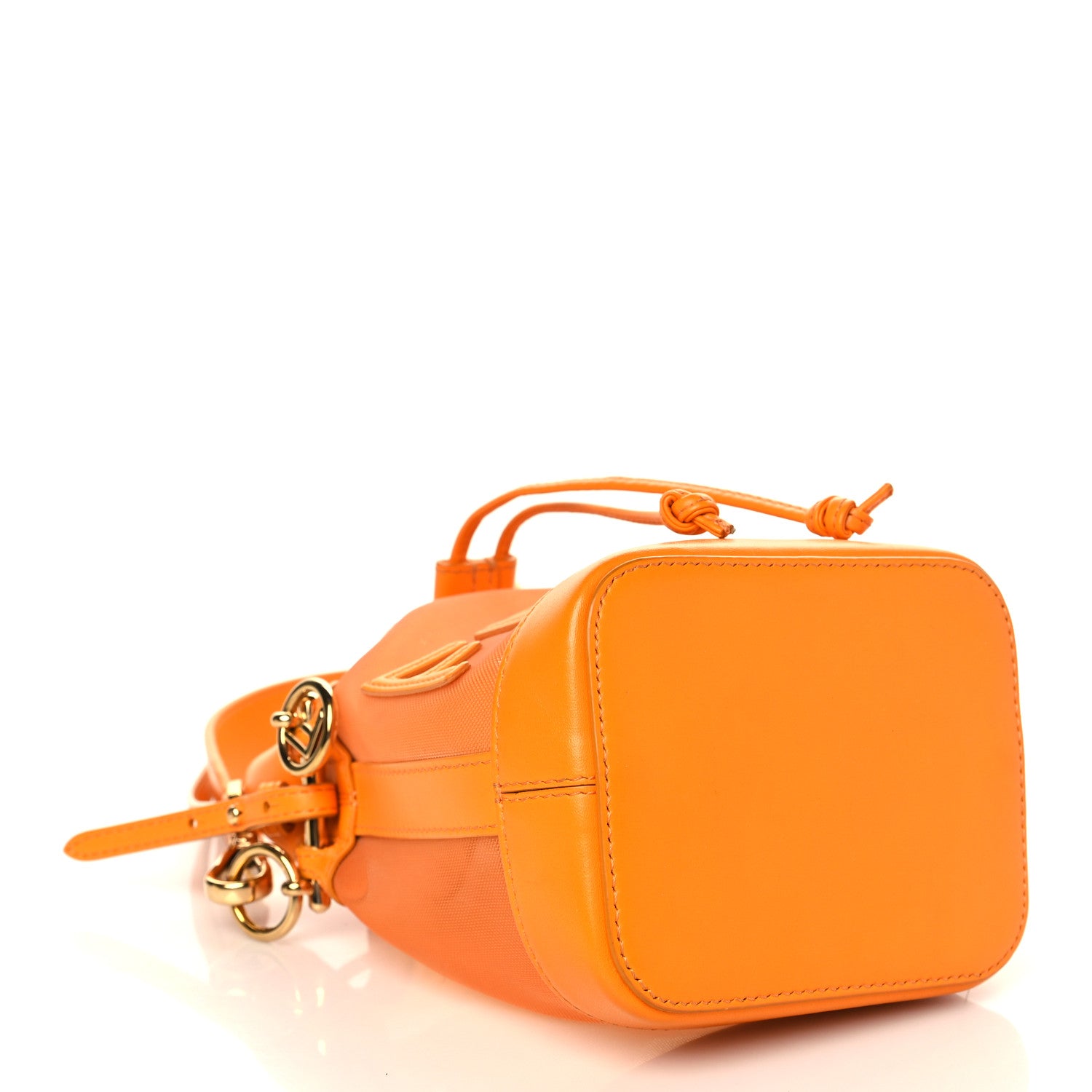Fendi Mesh Vitello King F is Fendi Logo Embroidered Mini Mon Tresor Bucket Bag Aranciata Clementime 4 of 7