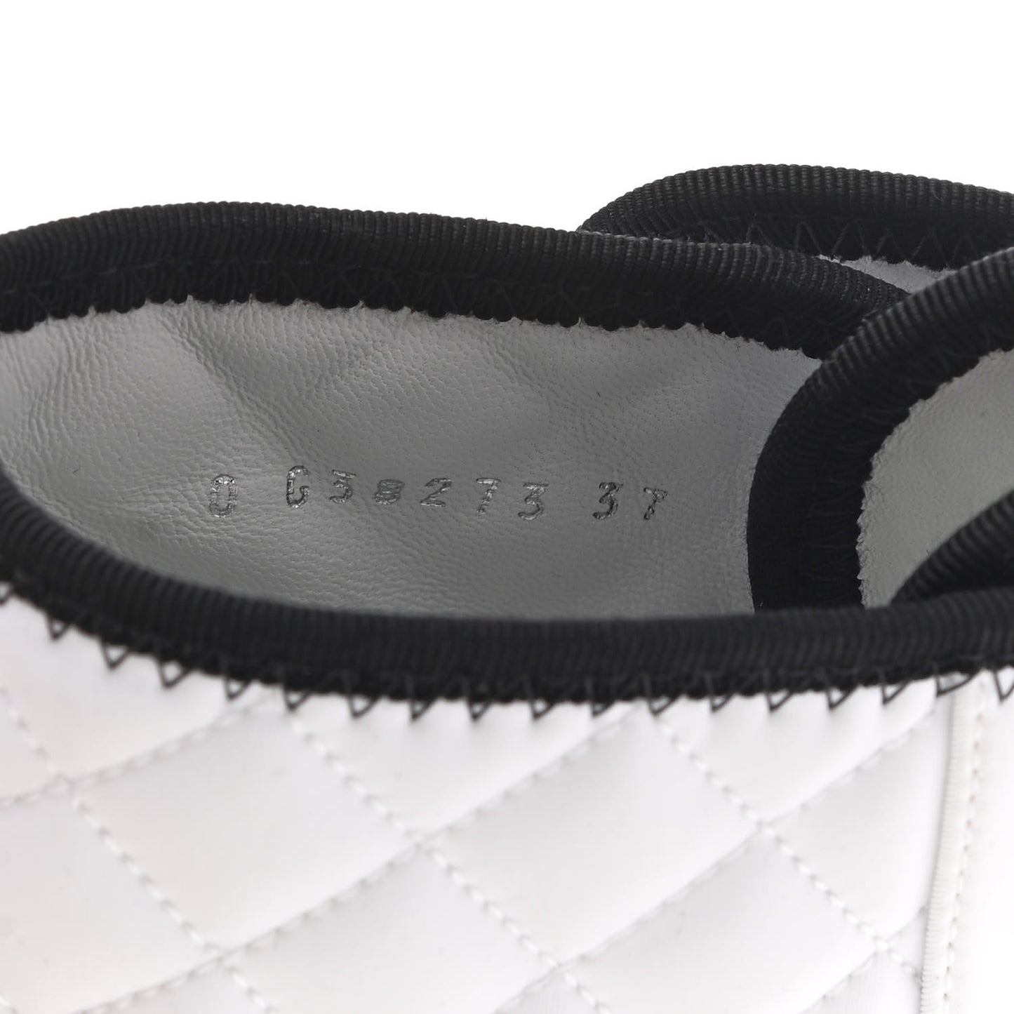 Fabric Grosgrain Quilted Cap Toe Lace Up Combat Boots 37 White Black