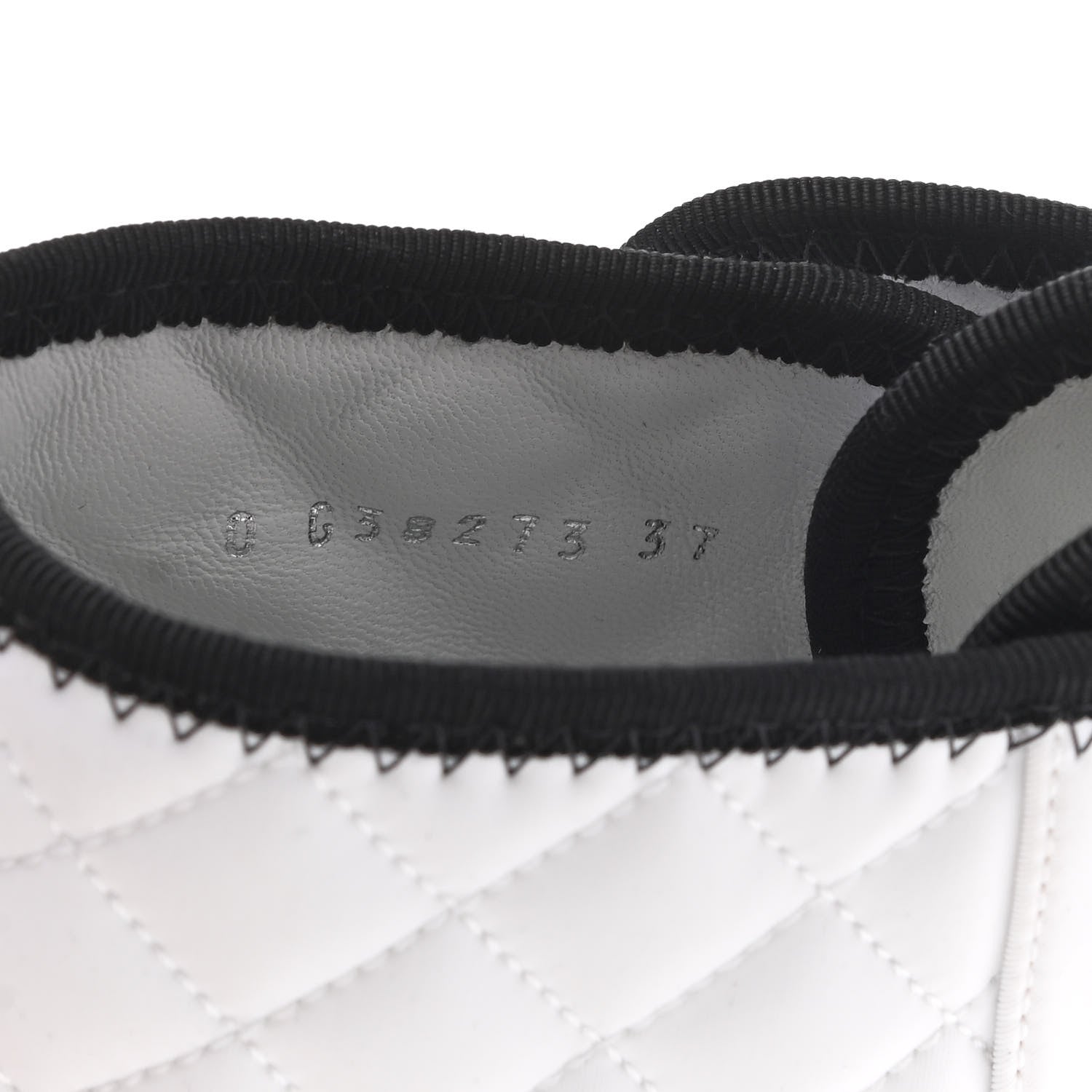 Chanel Fabric Grosgrain Quilted Cap Toe Lace Up Combat Boots 37 White Black 8 of 9