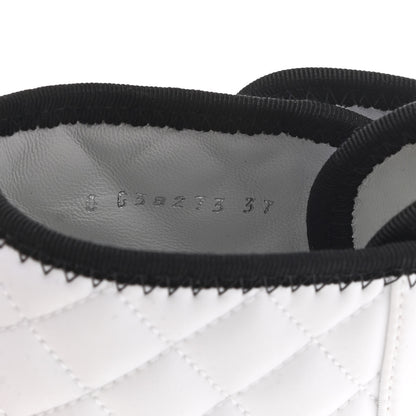 Chanel Fabric Grosgrain Quilted Cap Toe Lace Up Combat Boots 37 White Black 8 of 9