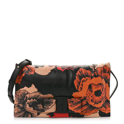 Salvatore Ferragamo Calfskin Poppy Print Mini Viva Bow Shoulder Bag Black Multicolor 1 of 8
