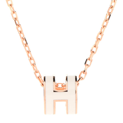 Hermes Lacquered Rose Gold Mini Pop H Pendant Necklace White 4 of 7