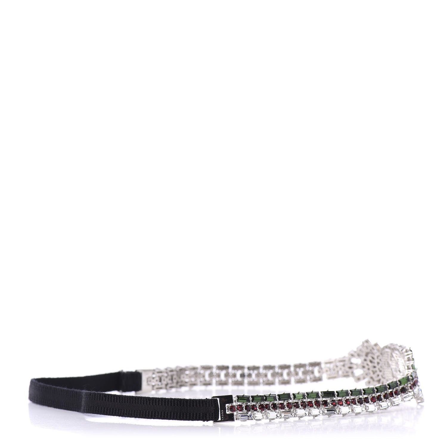 Gucci Crystal Embellished Interlocking GG Headband Green Red 5 of 9