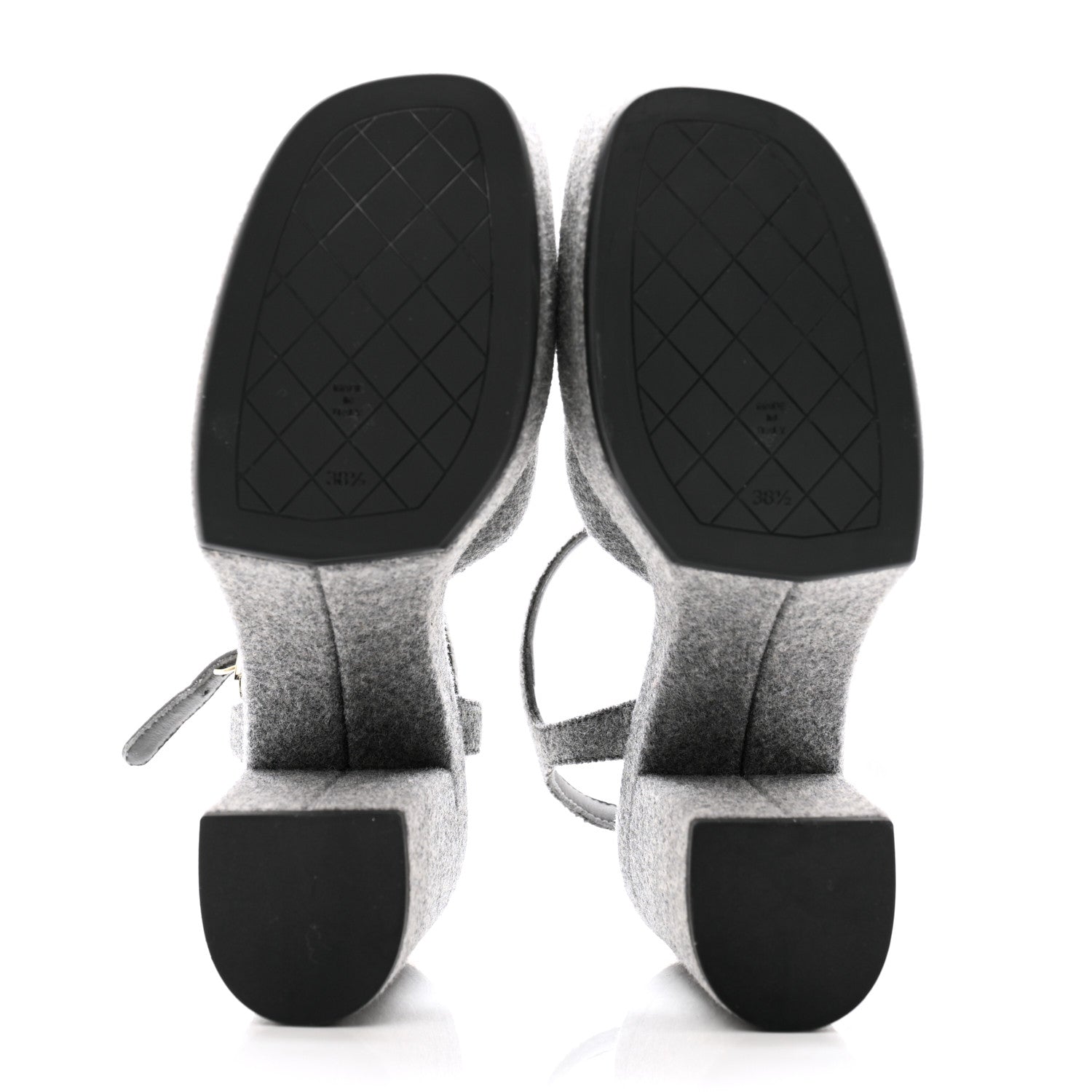 Chanel Wool CC Platform Sandals 38.5 Grey 5 of 9
