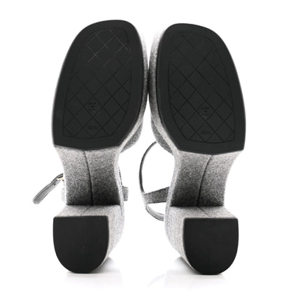 Chanel Wool CC Platform Sandals 38.5 Grey 5 of 9