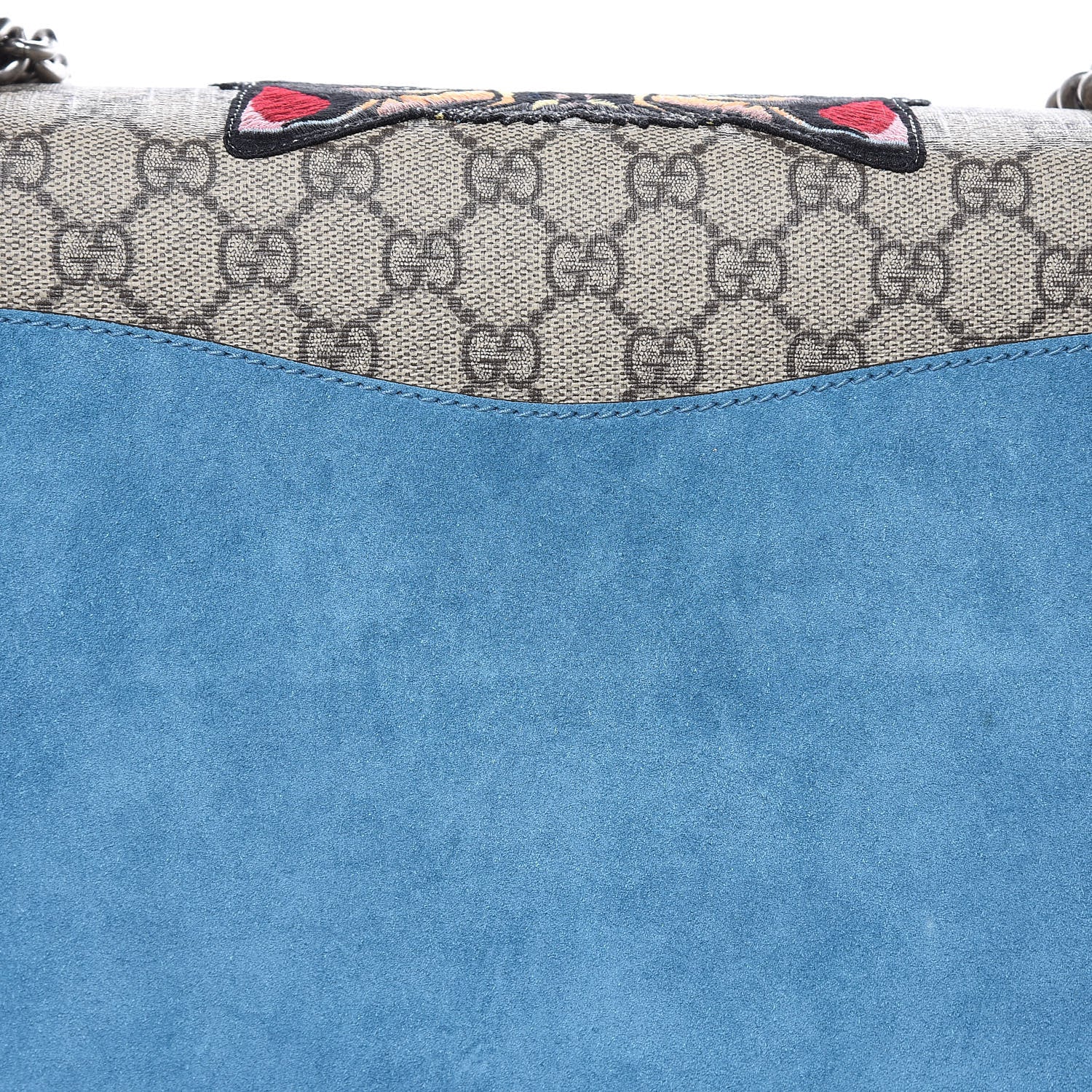 Gucci GG Supreme Monogram Angry Cat Embroidered Medium Dionysus Shoulder Bag Beige Ultramarine 11 of 12