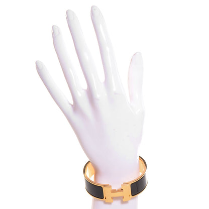 Hermes Enamel Wide Clic Clac H Bracelet GM Black 2 of 6