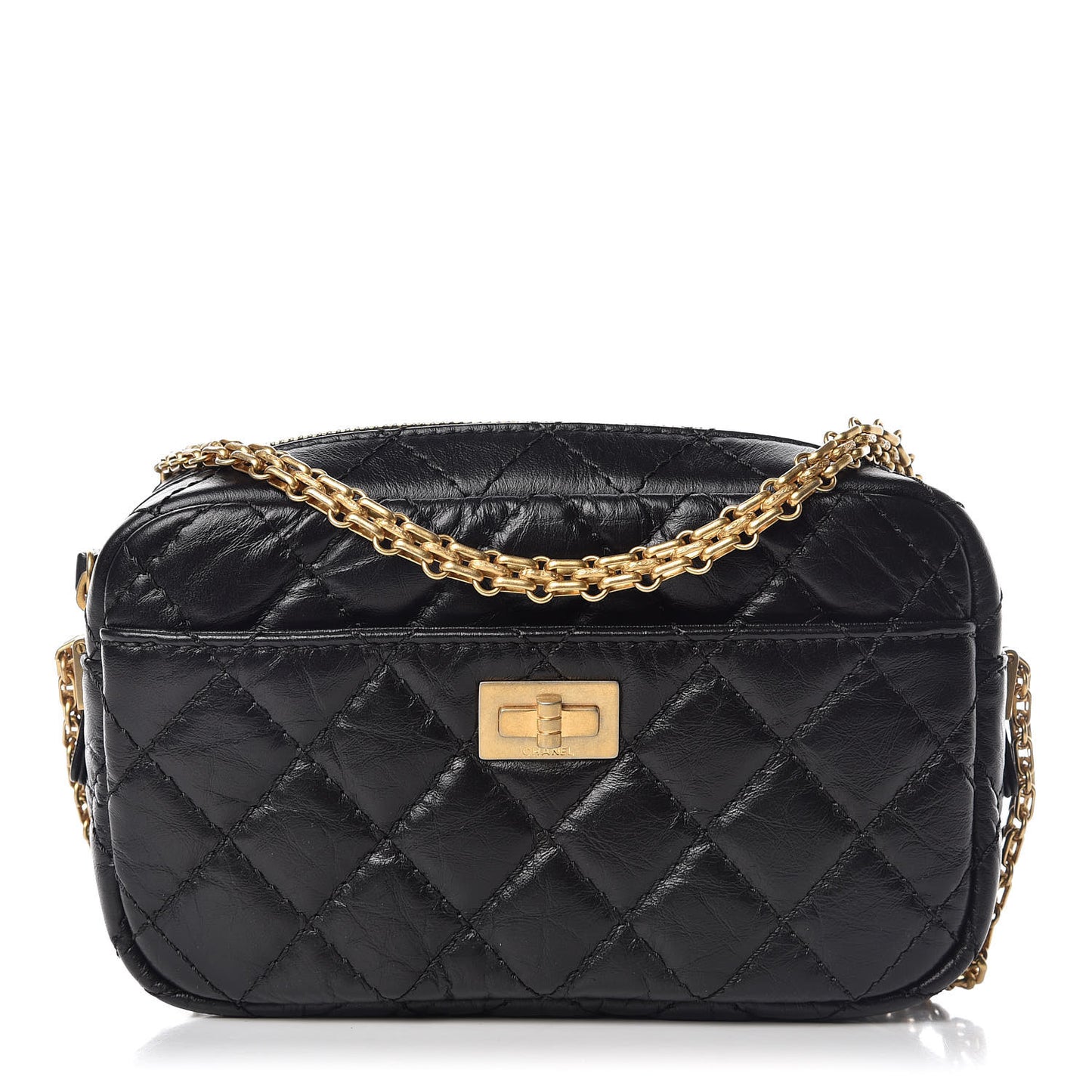 Aged Calfskin Quilted Mini Reissue Camera Case Black