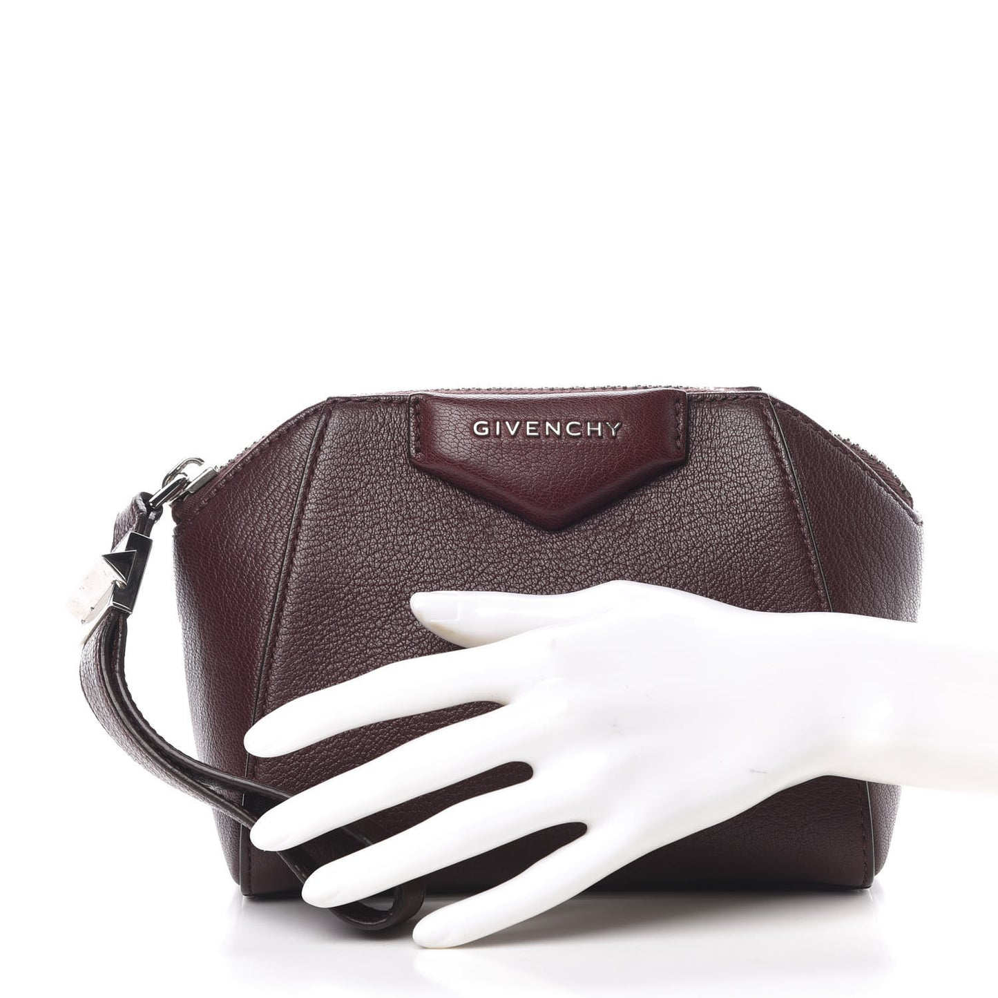 Sugar Goatskin Small Antigona Beauty Wristlet Oxblood