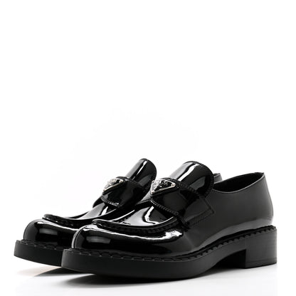 Prada Vernice Triangle 50mm Loafers 38.5 Black 3 of 10