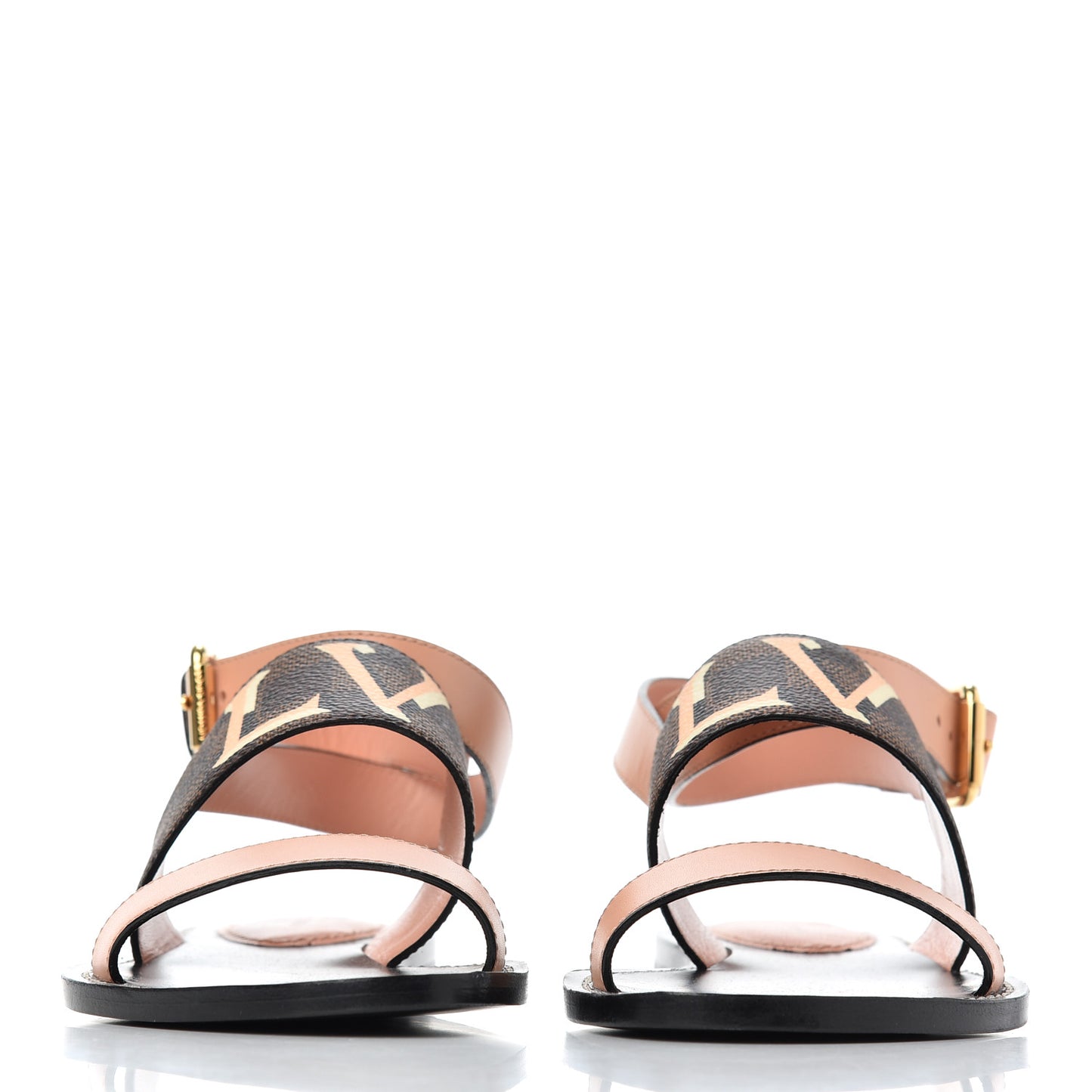 Calfskin Damier Ebene Passenger Flat Sandals 36 Venus Pink