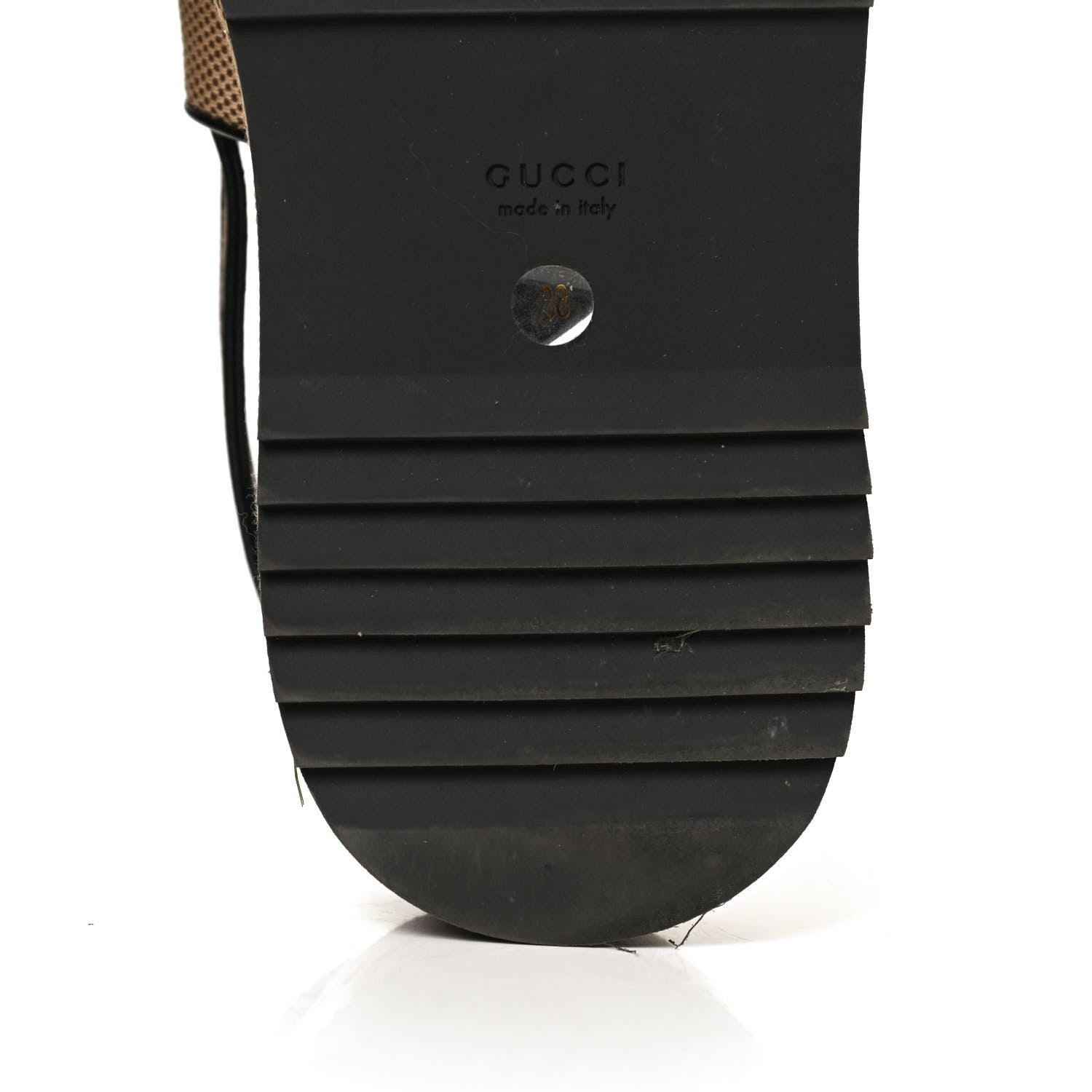 Gucci Monogram Maxi GG Granada Kid Angelina Platform 35mm Slingback Sandals 38 Camel Ebony Black 12 of 12