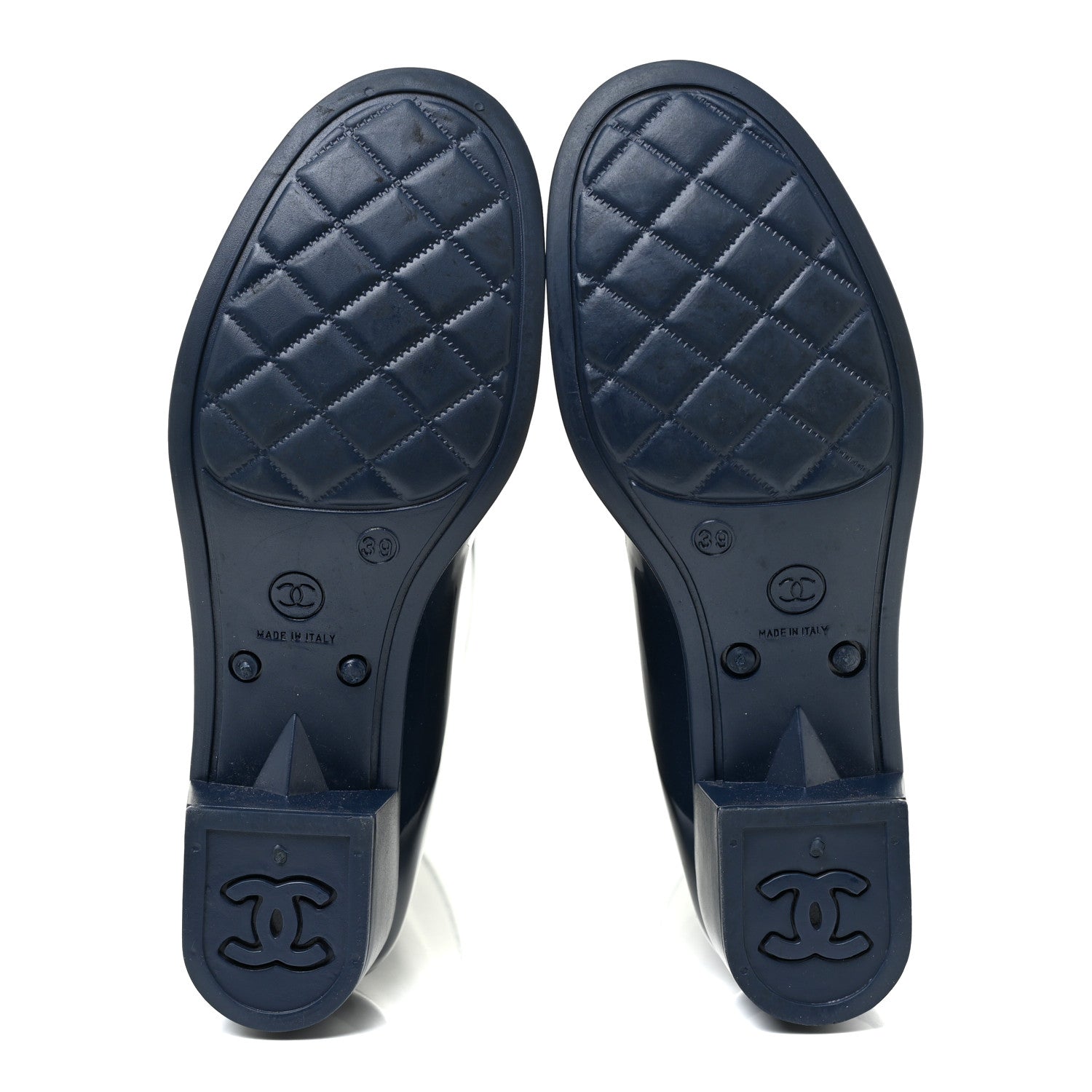 Chanel Rubber Camellia Rain Boots 39 Dark Blue 5 of 12