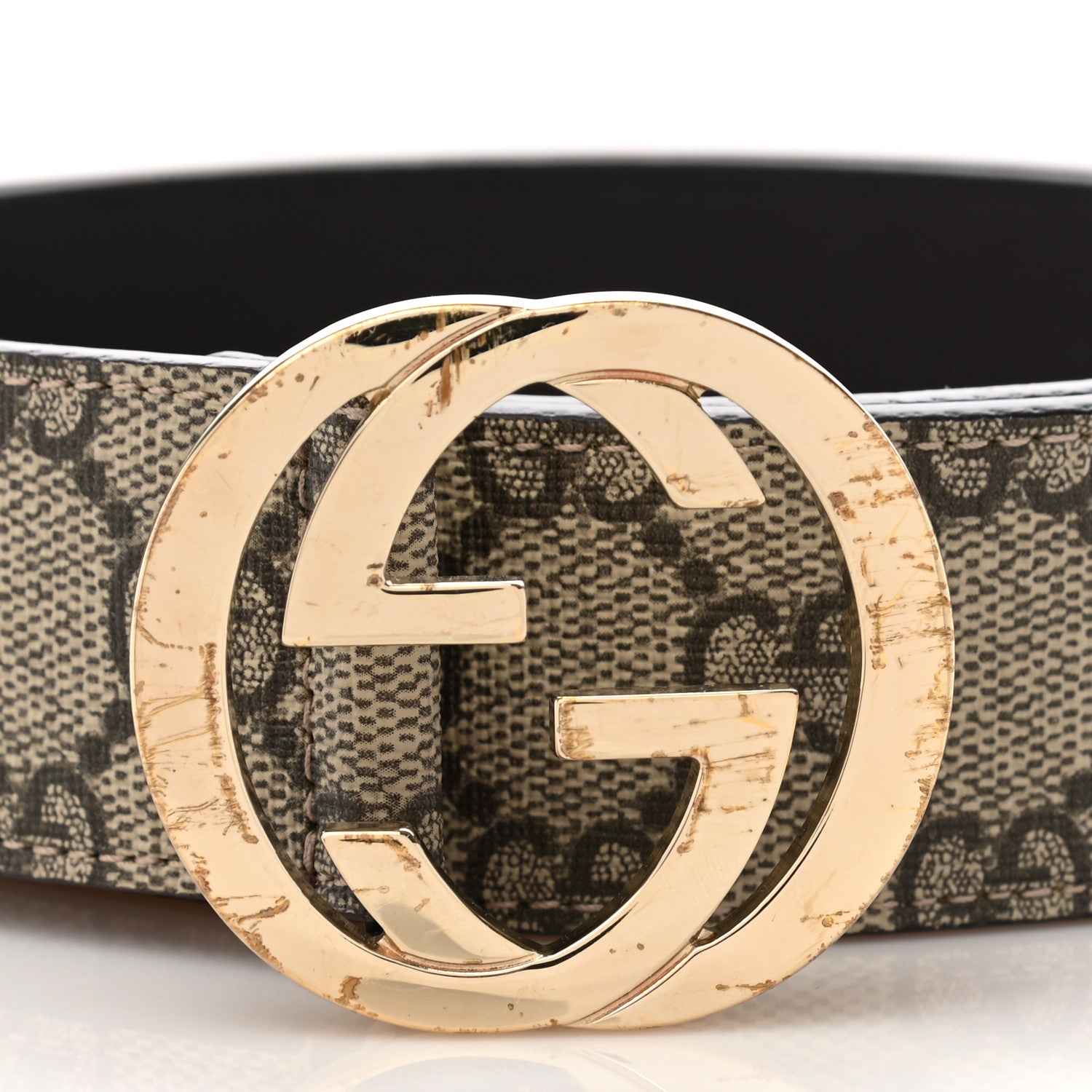 Gucci GG Supreme Monogram Interlocking G 37mm Belt 90 36 Beige Ebony Cocoa 6 of 6
