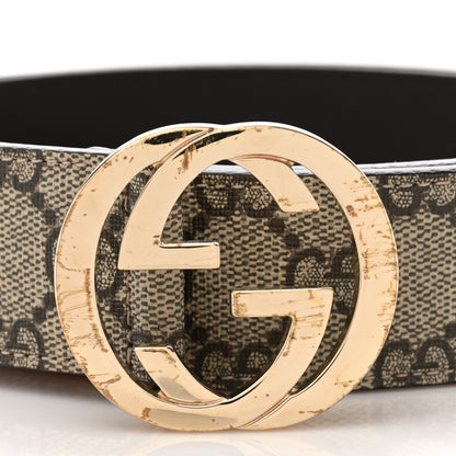 Gucci GG Supreme Monogram Interlocking G 37mm Belt 90 36 Beige Ebony Cocoa 6 of 6