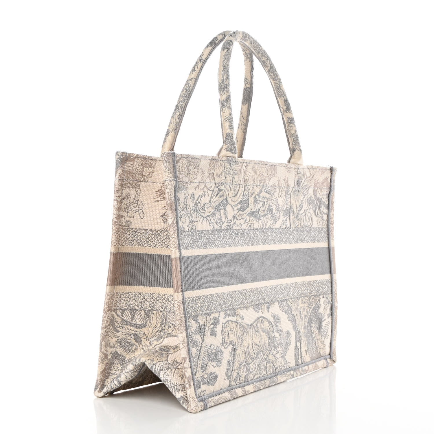 Christian Dior Canvas Embroidered Medium Dioriviera Toile De Jouy Book Tote Gray 3 of 14