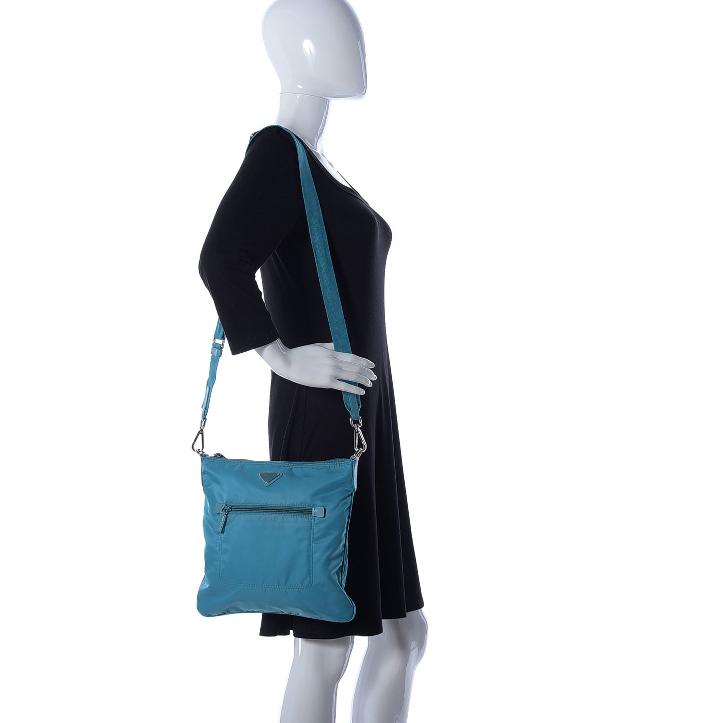 Tessuto Nylon Messenger Bag Turchese