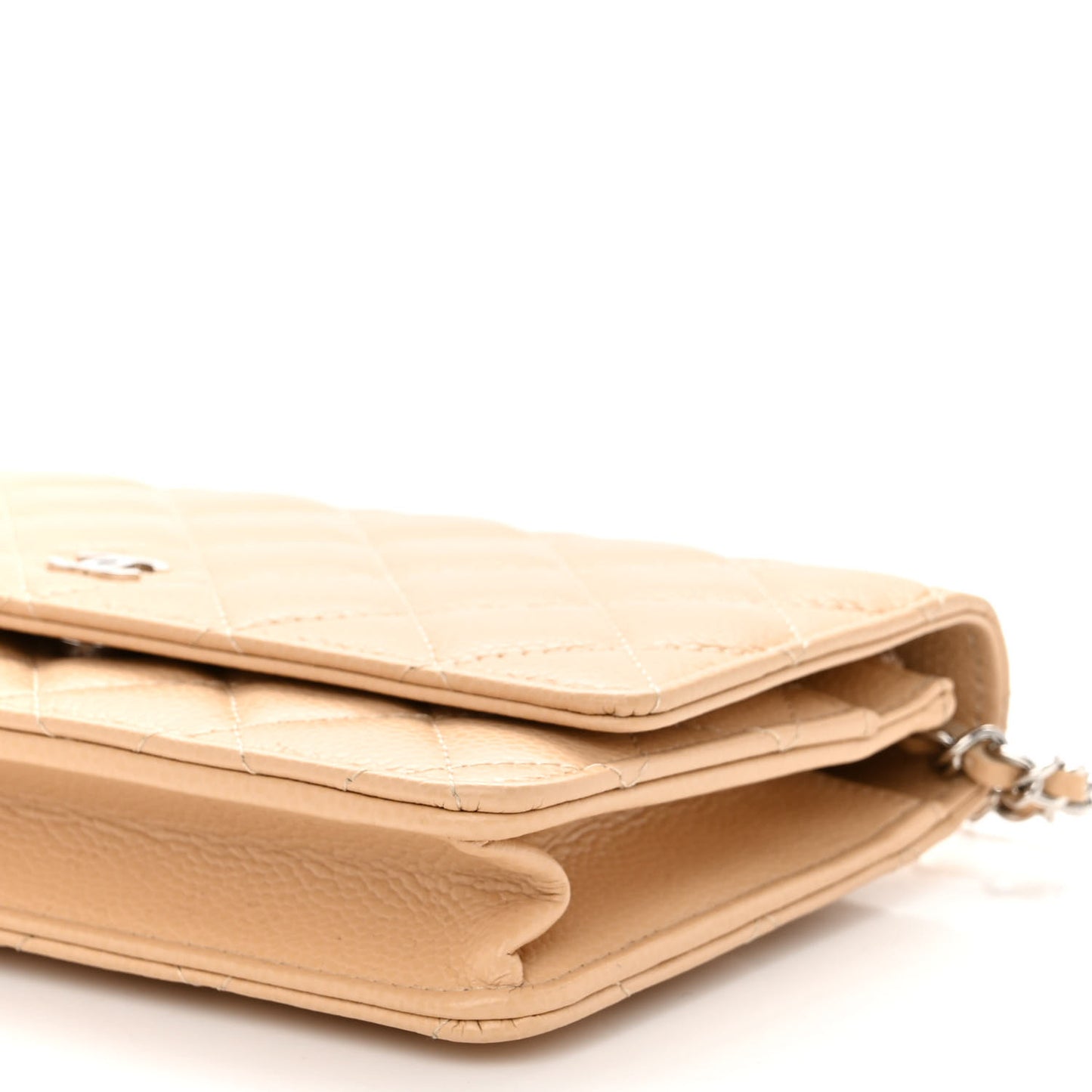 Caviar Quilted Wallet On Chain WOC Beige
