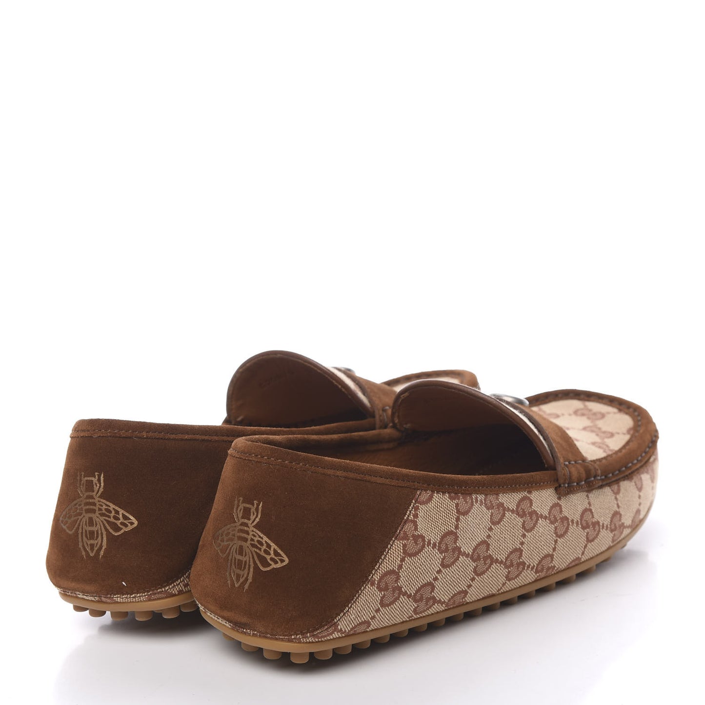 GG Monogram Suede Mens Driver Loafers 9 Beige Ruggine Cuir