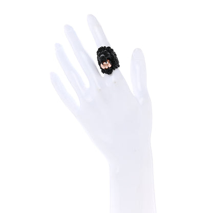 Gucci Glass Pearl Lion Head Ring 8 Black Pink 2 of 6