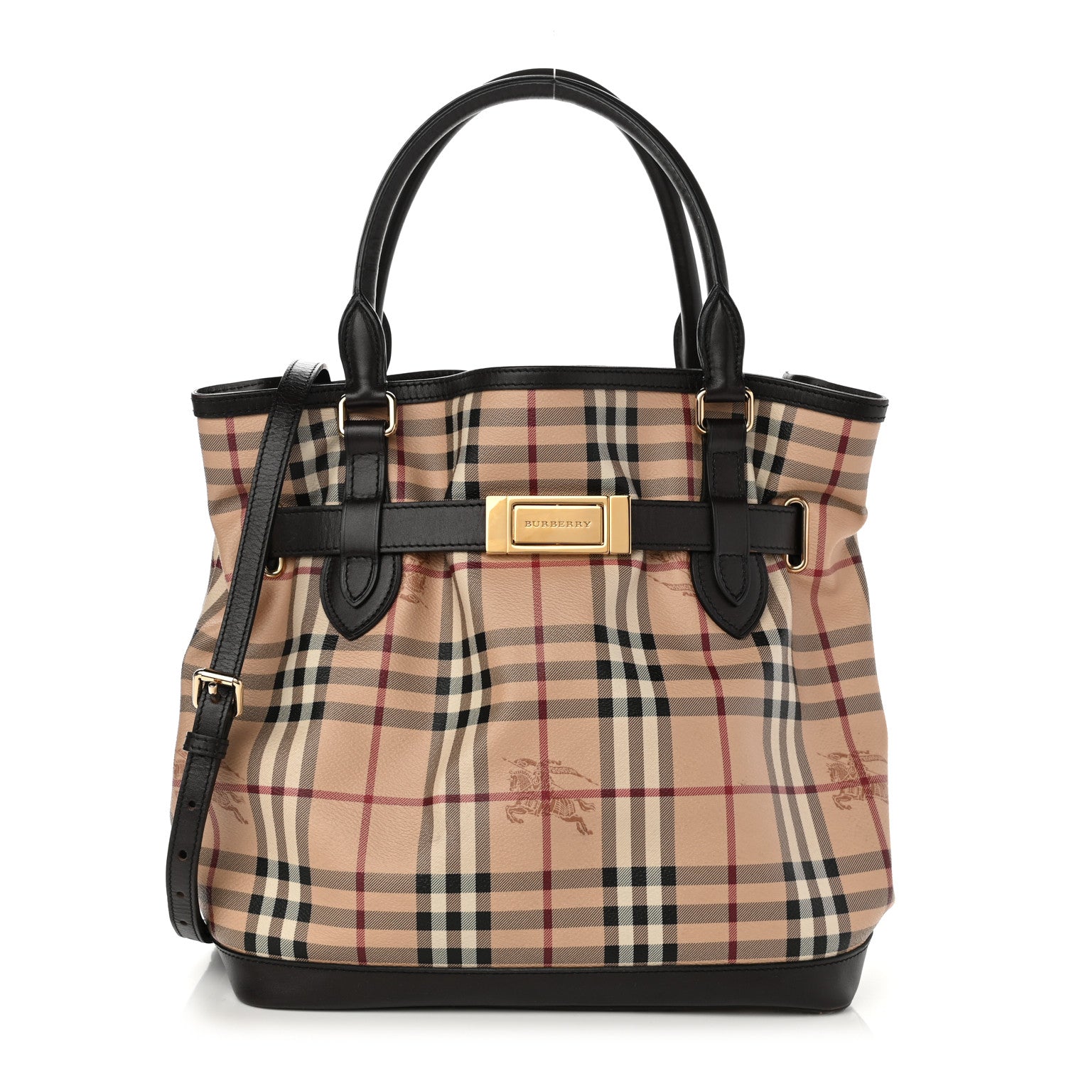 Burberry Haymarket Check Medium Golderton Tote Chocolate 1 of 14