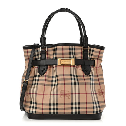 Burberry Haymarket Check Medium Golderton Tote Chocolate 1 of 14