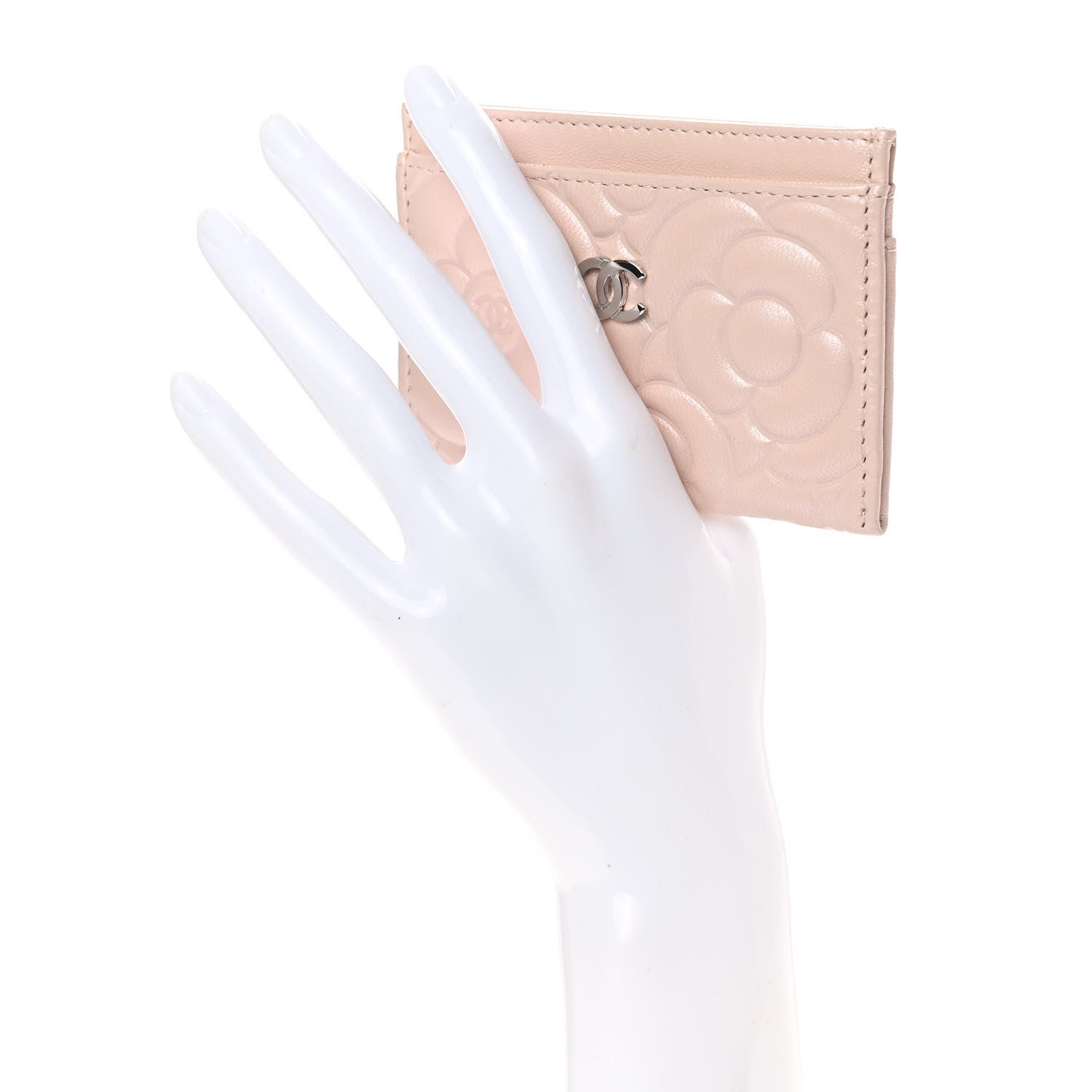 Chanel Goatskin Camellia Embossed Card Holder Light Pink 2 of 10