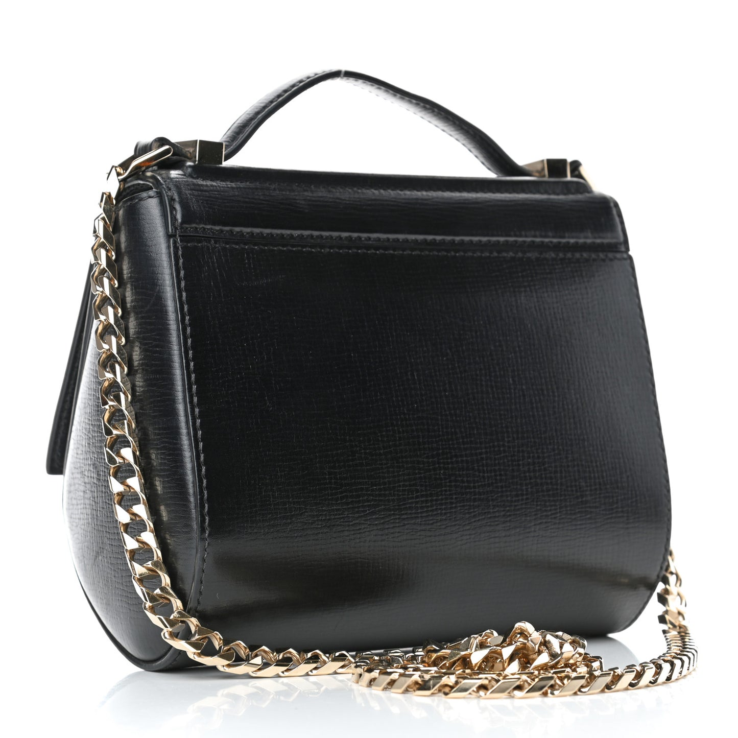 Textured Calfskin Mini Pandora Box Chain Crossbody Bag Black