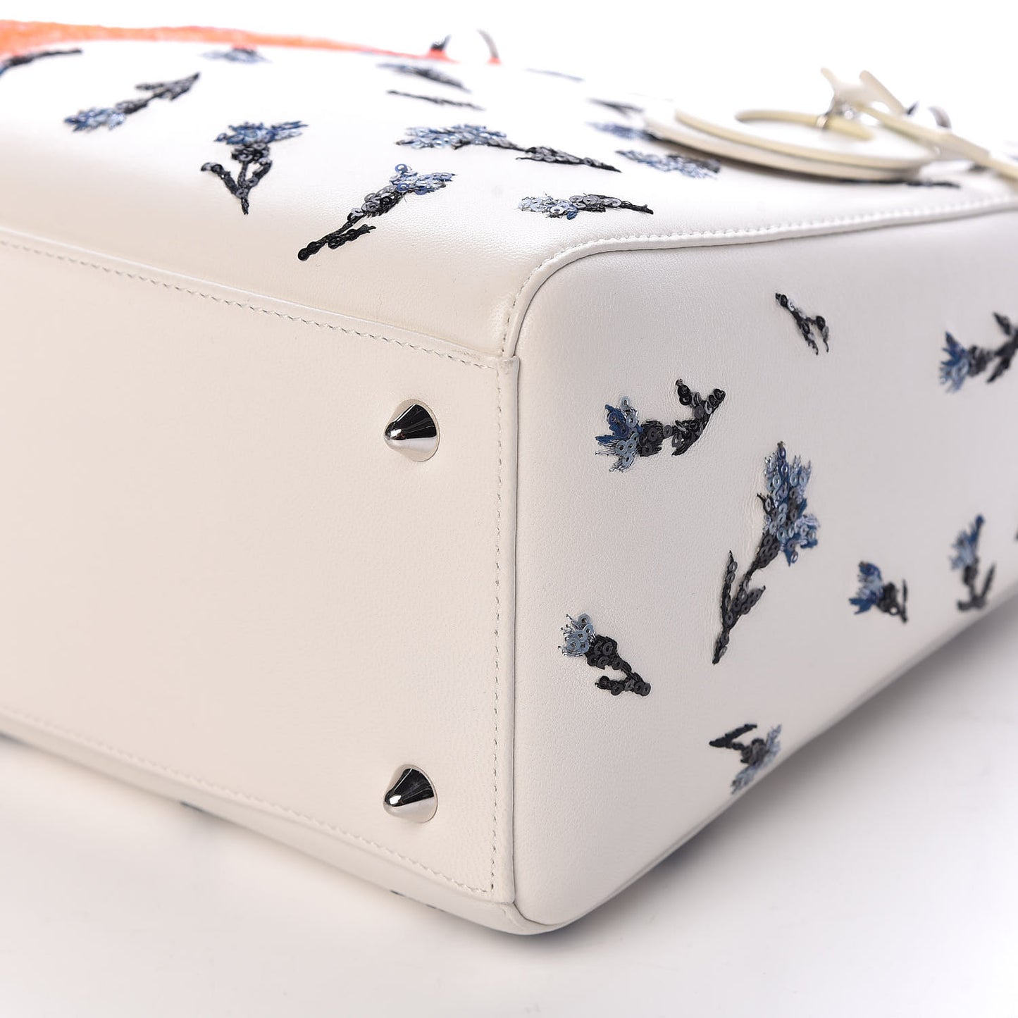 Lambskin Embroidered Sequin Medium Flower Lady Dior Off White