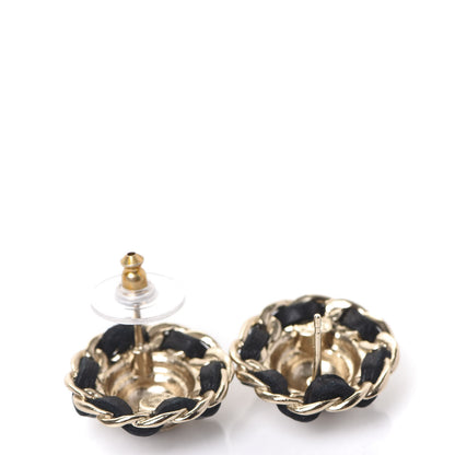 Chanel Crystal Lambskin Chain Around CC Earrings Gold Black 3 of 5