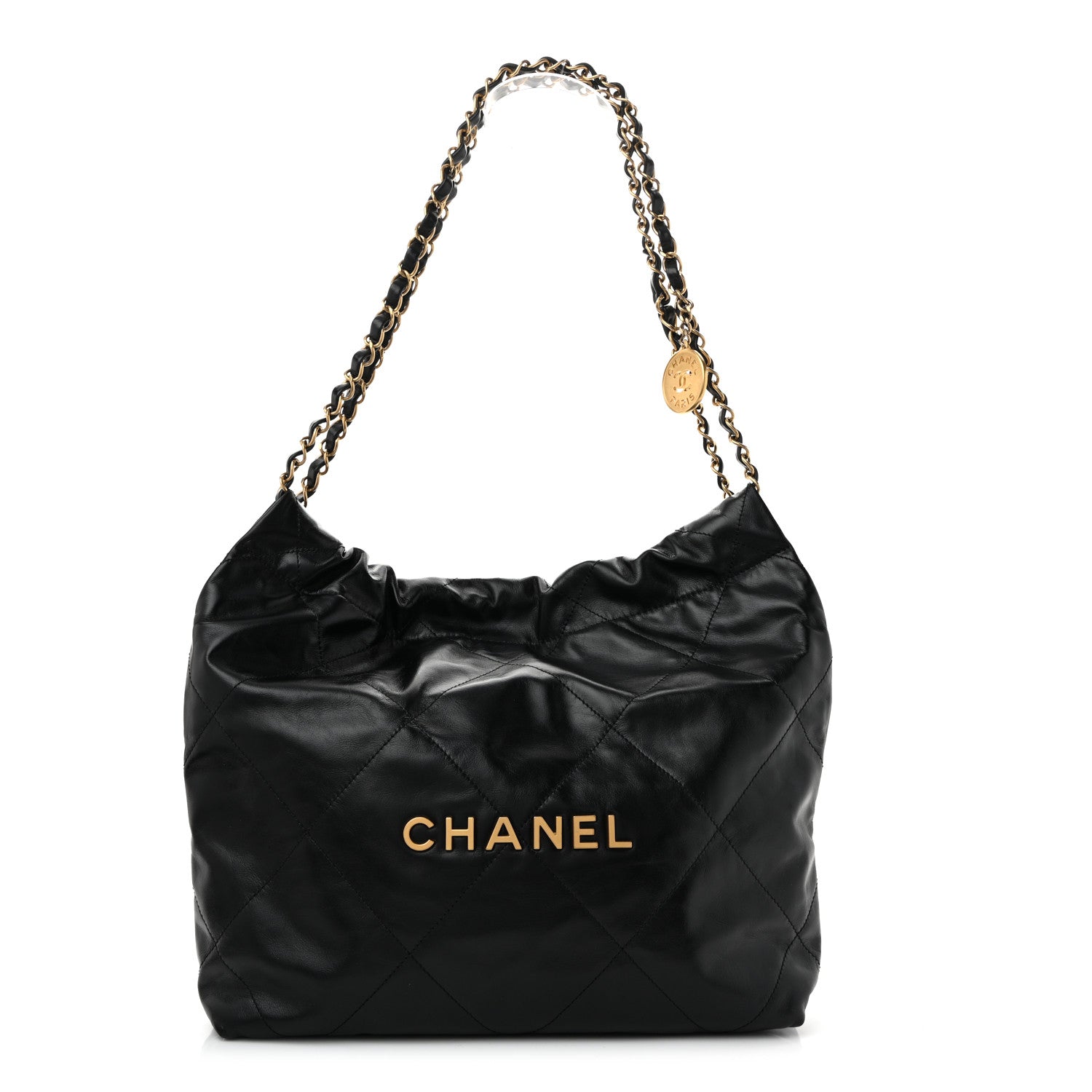 Chanel Shiny Calfskin Quilted Small Chanel 22 Black 1 of 13