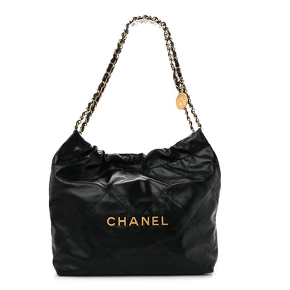 Chanel Shiny Calfskin Quilted Small Chanel 22 Black 1 of 13