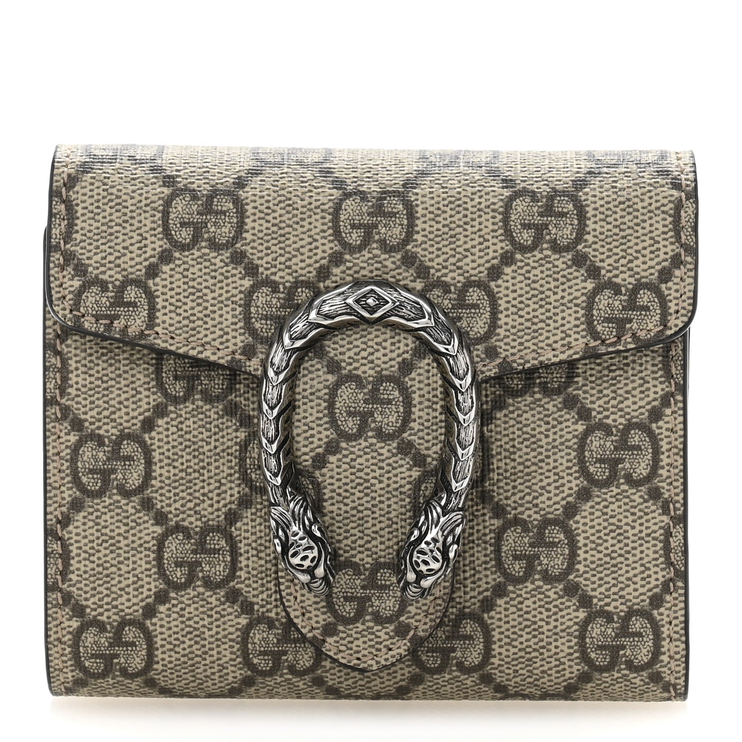 GG Supreme Monogram Dionysus Card Case Wallet Beige Taupe