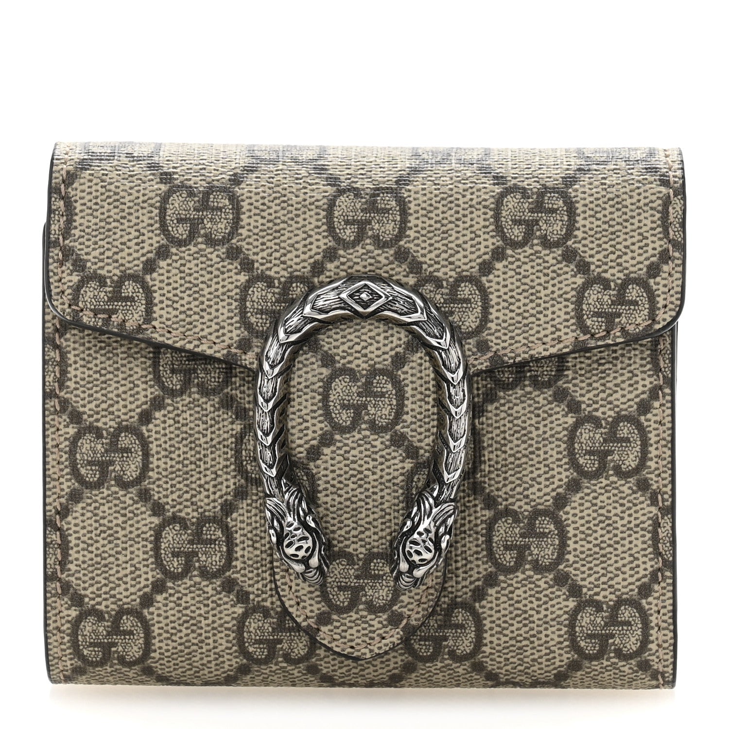 Gucci GG Supreme Monogram Dionysus Card Case Wallet Beige Taupe 1 of 10