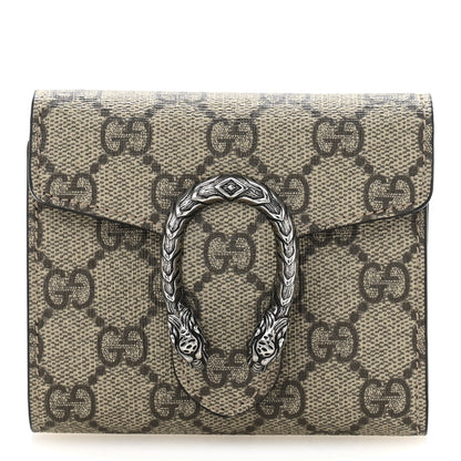 Gucci GG Supreme Monogram Dionysus Card Case Wallet Beige Taupe 1 of 10