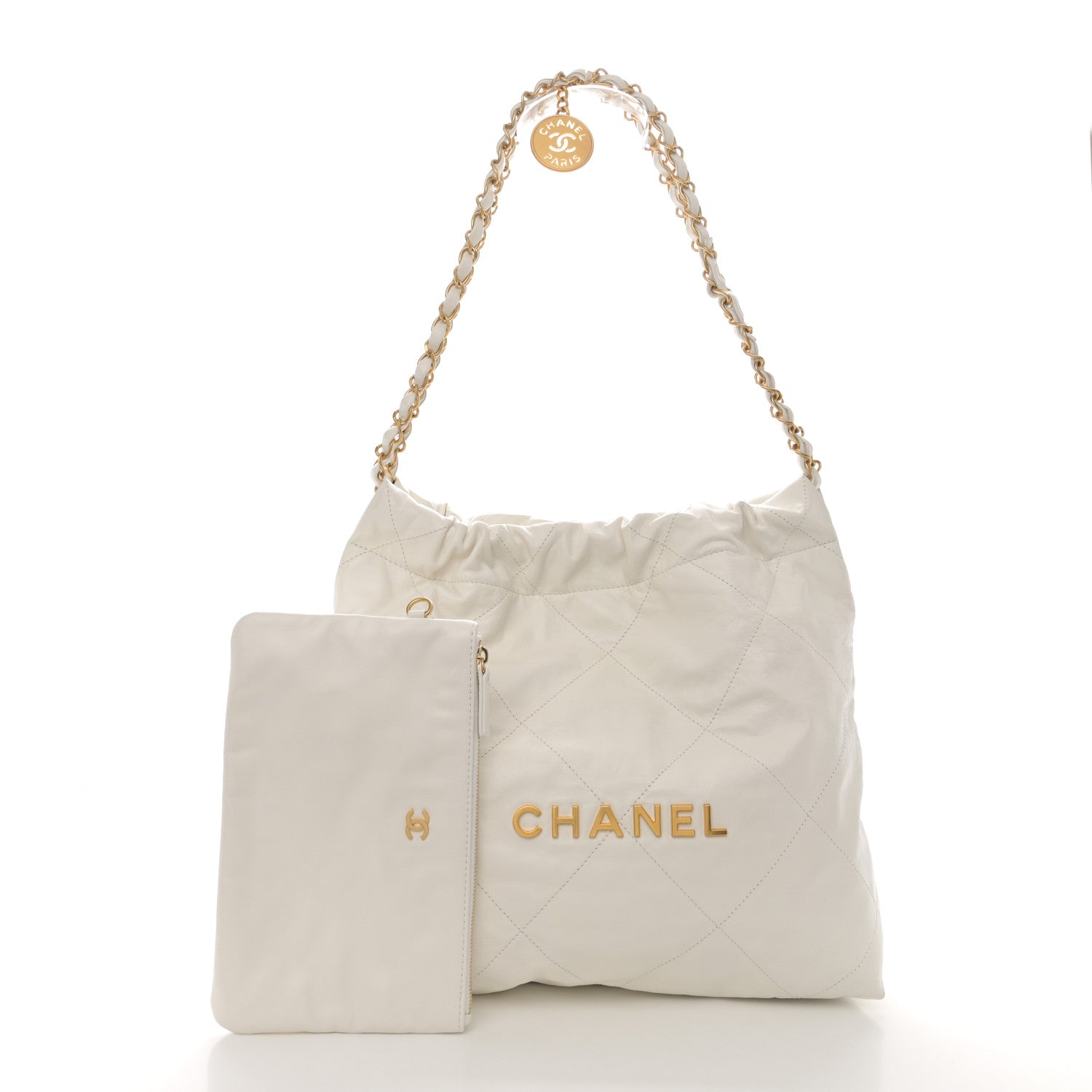 Chanel Shiny Calfskin Quilted Small Chanel 22 White 3 of 11