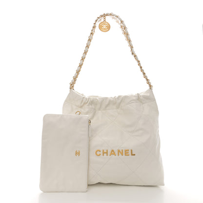 Chanel Shiny Calfskin Quilted Small Chanel 22 White 3 of 11