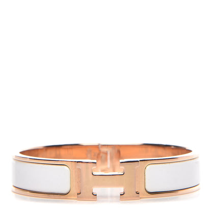 Hermes Enamel Narrow Clic Clac H Bracelet PM White 1 of 5