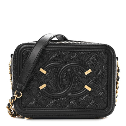 Chanel Caviar Quilted CC Filigree Vanity Clutch With Chain Black 1 of 10