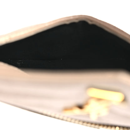 Saint Laurent Grain De Poudre Matelasse Chevron Monogram Compact Wallet Dark Beige 6 of 11