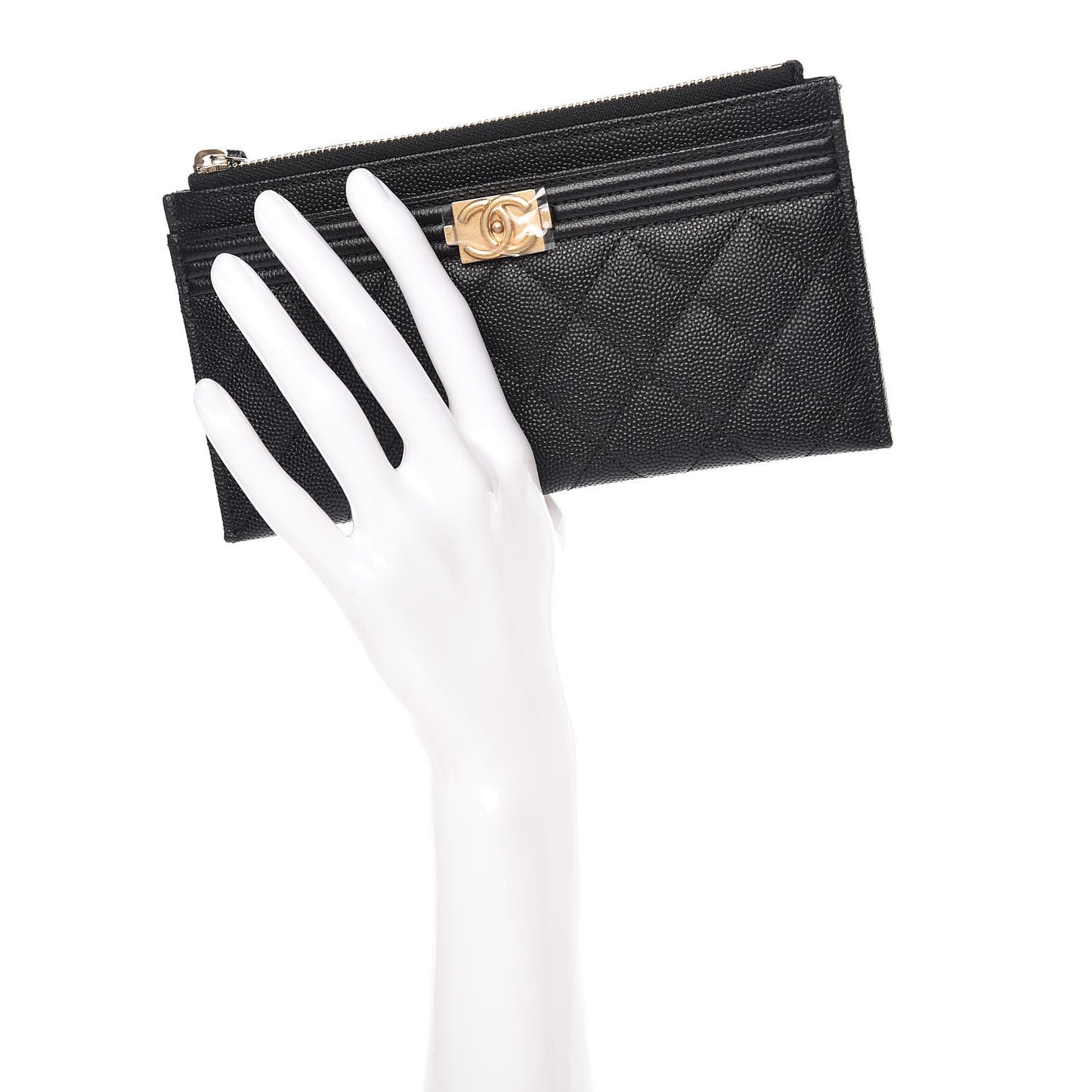 Caviar Quilted Classic Zip Boy Pouch Black