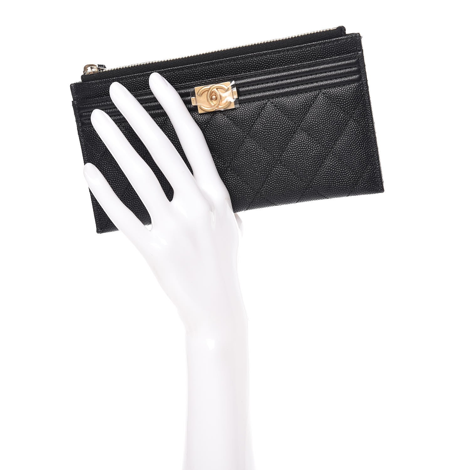 Chanel Caviar Quilted Classic Zip Boy Pouch Black 2 of 8
