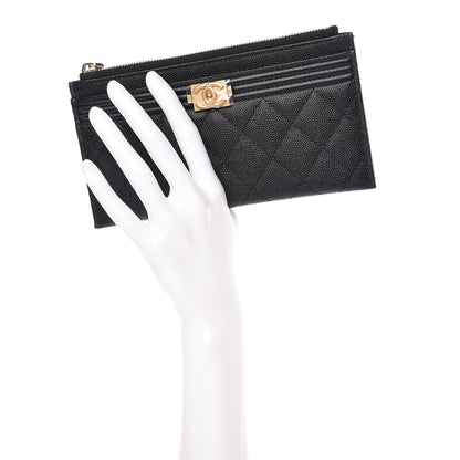 Chanel Caviar Quilted Classic Zip Boy Pouch Black 2 of 8