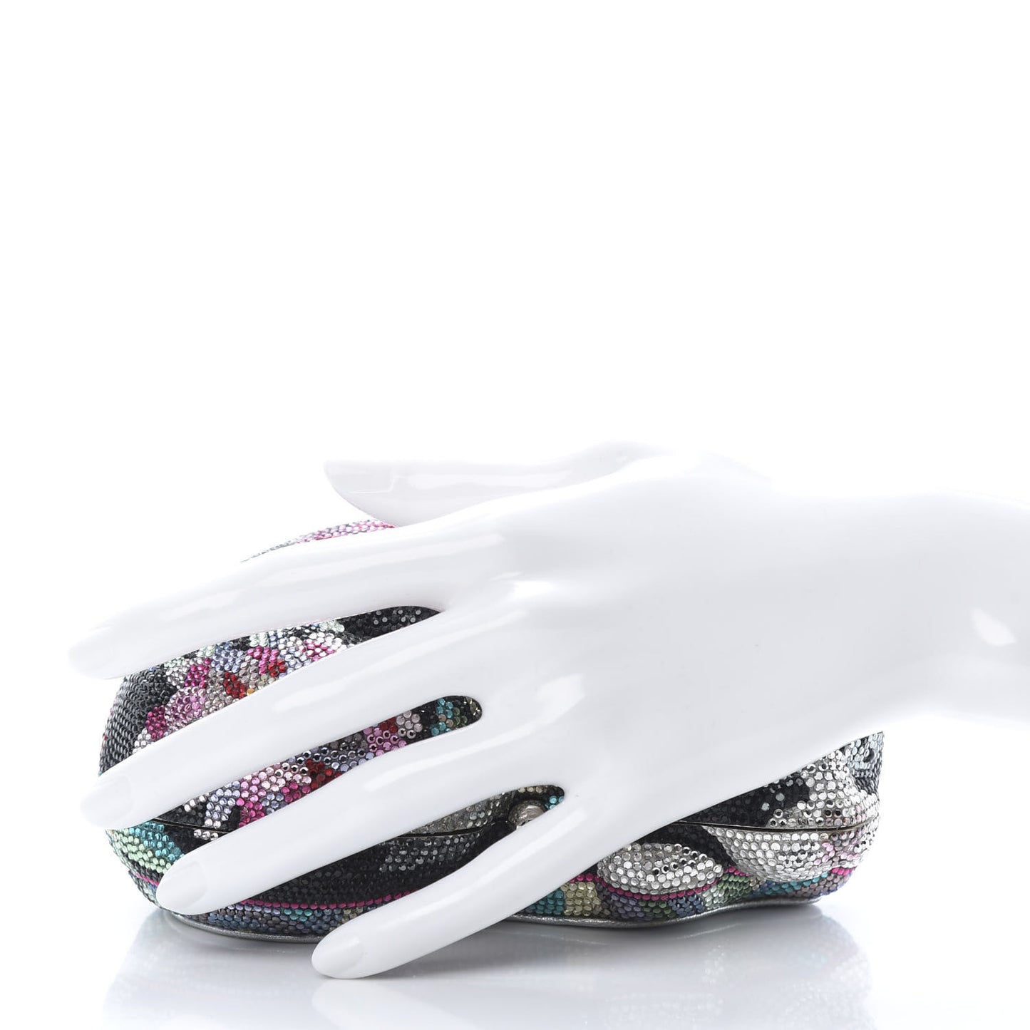 Swarovski Crystal Sleeping Cat Minaudiere Clutch Black Multicolor