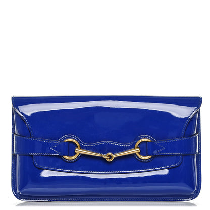 Gucci Patent Large Bright Bit Clutch Deep Zaffiro 1 of 7