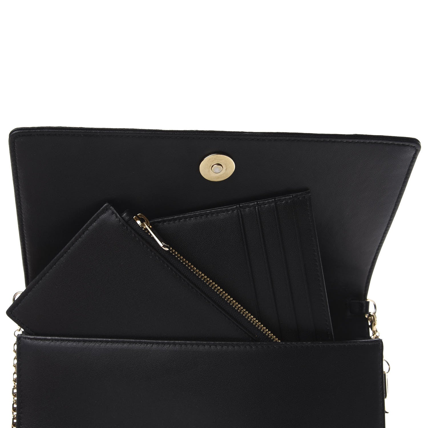 Christian Dior Lambskin Cannage Lady Dior Chain Wallet Black 5 of 13